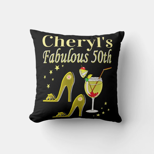 PRACHTIGE GOUDEN 50E VERJAARDAG ONTWERP KUSSEN (Voorkant)