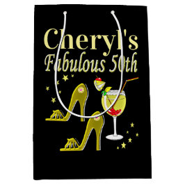 PRACHTIGE GOUDEN 50E VERJAARDAG ONTWERP MEDIUM CADEAUZAKJE