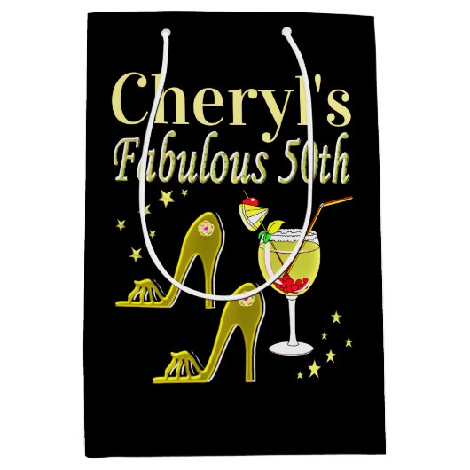 PRACHTIGE GOUDEN 50E VERJAARDAG ONTWERP MEDIUM CADEAUZAKJE (Voorkant)