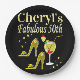 PRACHTIGE GOUDEN 50E VERJAARDAG ONTWERP PAPIEREN BORDJE