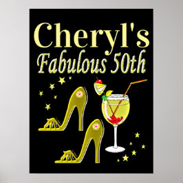 PRACHTIGE GOUDEN 50E VERJAARDAG ONTWERP POSTER