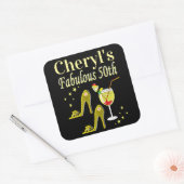 PRACHTIGE GOUDEN 50E VERJAARDAG ONTWERP VIERKANTE STICKER (Envelop)