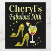 PRACHTIGE GOUDEN 50E VERJAARDAG ONTWERP WIJN ETIKET (Enkel label)