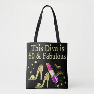 PRACHTIGE GOUDEN 60E VERJAARDAG HIGH HEEL DESIGN TOTE BAG