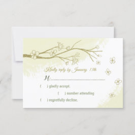 Prachtige gouden bloemen RSVP kaartje