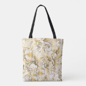Prachtige gouden bloemen tote bag (Achterkant)