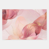 Prachtige Gouden Blush Roze Bloemige Bruiloft Inpakpapier Vel (Voorkant 3)