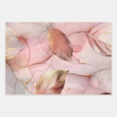 Prachtige Gouden Blush Roze Bloemige Bruiloftsdouc Inpakpapier Vel (Voorkant 2)