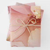 Prachtige Gouden Blush Roze Bloemige Bruiloftsdouc Inpakpapier Vel (In situ)