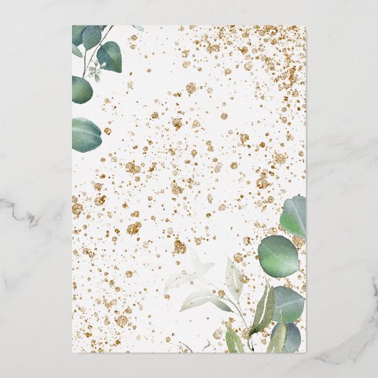 PRACHTIGE GOUDEN BRUILOFT FOLIE UITNODIGING (Achterkant)