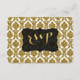 Prachtige Gouden Damast Goud Folie Trouw RSVP Kaartje