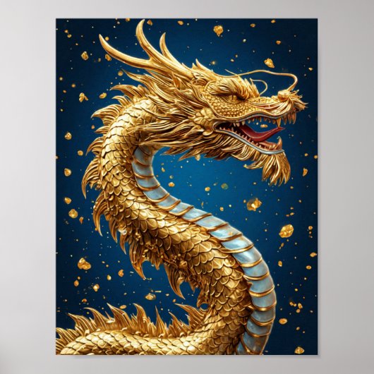 Prachtige gouden draak poster (Voorkant)