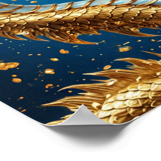Prachtige gouden draak poster (Hoek)