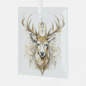 Prachtige gouden en witte kerst herten Design Glas Ornament (Voorkant links)