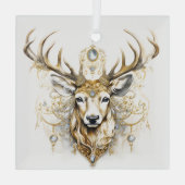 Prachtige gouden en witte kerst herten Design Glas Ornament (Achterkant)