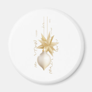 Prachtige gouden en witte kerstballen magneet