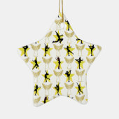 PRACHTIGE GOUDEN FIGUUR SCHAATSEN KERST DESIGN KERAMISCH ORNAMENT (Rechts)