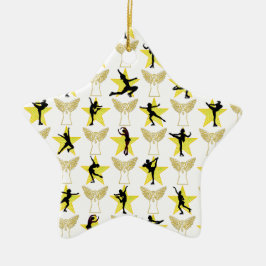 PRACHTIGE GOUDEN FIGUUR SCHAATSEN KERST DESIGN KERAMISCH ORNAMENT