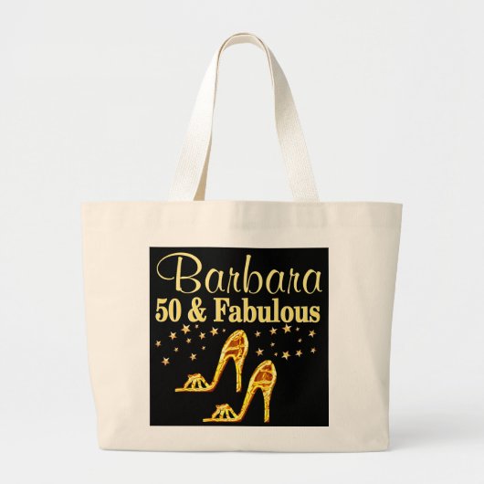 PRACHTIGE GOUDEN GEPERSONALISEERDE 50E VERJAARDAG GROTE TOTE BAG (Voorkant)