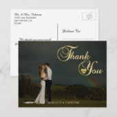 Prachtige gouden hart foto bruiloft BEDANKT Briefkaart (Voorkant / Achterkant)