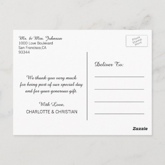 Prachtige gouden hart foto bruiloft BEDANKT Briefkaart (Achterkant)