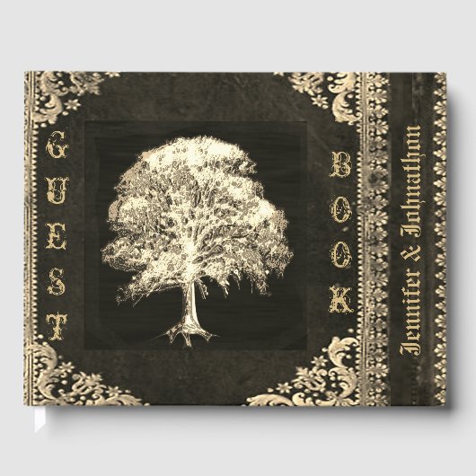 Prachtige gouden  kijkerkgids gastenboek (Voorkant)