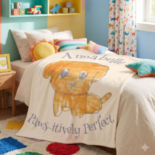 Prachtige gouden puppyhond-kind kunst fleece deken