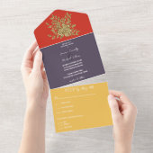 Prachtige gouden Roos bruiloft All In One Uitnodiging (Afscheurbaar)