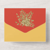 Prachtige gouden Roos bruiloft All In One Uitnodiging (Achterkant)