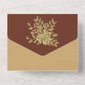 Prachtige gouden Roos bruiloft All In One Uitnodiging (Achterkant)