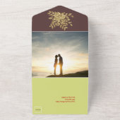 Prachtige gouden Roos bruiloft All In One Uitnodiging (Buitenkant)