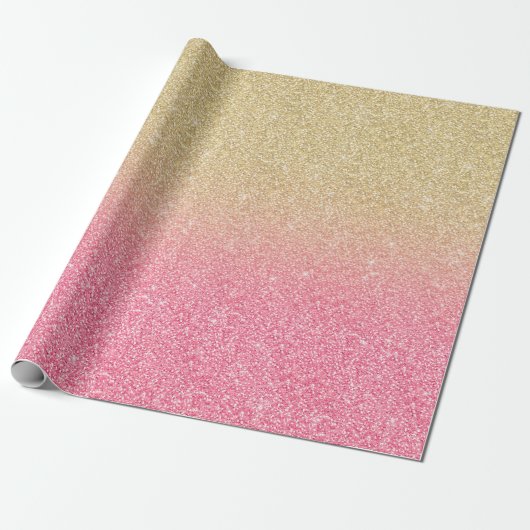 Prachtige gouden roze glitter ombre cadeaupapier (Uitgerold)