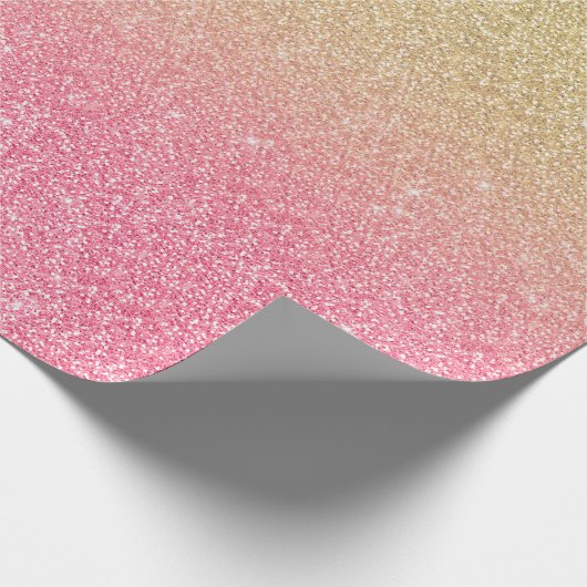 Prachtige gouden roze glitter ombre cadeaupapier (Hoek)