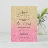 Prachtige gouden roze glitter ombre kaart (Staand voorkant)