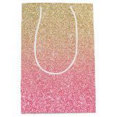 Prachtige gouden roze glitter ombre medium cadeauzakje (Voorkant)