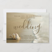 Prachtige gouden schelp strand trouw uitnodiging (Voorkant)