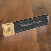 Prachtige gouden uil naambordje (Zijkant)