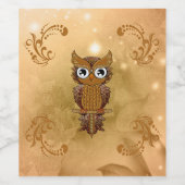 Prachtige gouden uil wijn etiket (Enkel label)