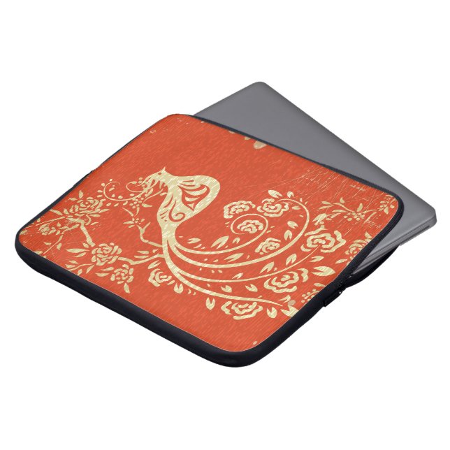 Prachtige gouden vogelbonenkruid Floral Laptop Sleeve (Voorkant top)