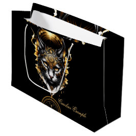 Prachtige gouden zwarte kat. groot cadeauzakje