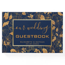 Prachtige goudfloral marinevlek Blue Wedding Guest