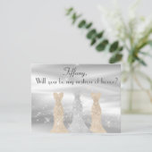Prachtige Gowns Matron of Honor-voorstel Kaart (Staand voorkant)