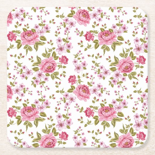 Prachtige grafische vormgeving van rozen kartonnen onderzetters (Voorkant)