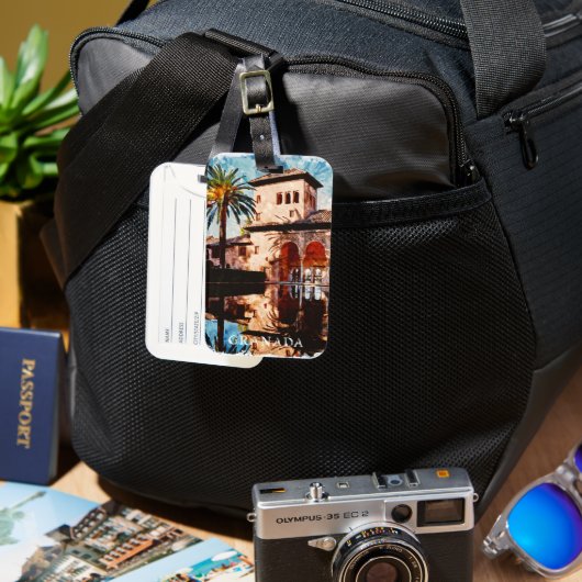 Prachtige Granada Spanje Alhambra Reizen Bagagelabel (Voorkant & Achterkant)