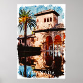 Prachtige Granada Spanje Alhambra Reizen Poster (Voorkant)