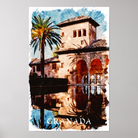 Prachtige Granada Spanje Alhambra Reizen Poster (Voorkant)