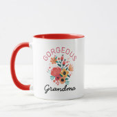 Prachtige Grandma Retro Floral Flower personaliser Mok (Links)