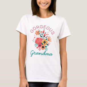 Prachtige Grandma Retro Floral Flower personaliser T-shirt