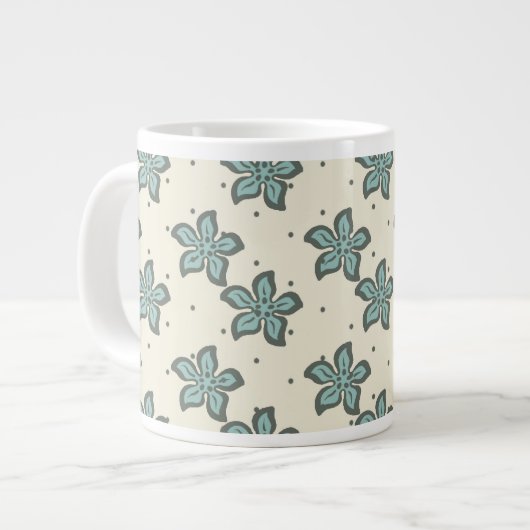 Prachtige Gray Floral Grote Koffiekop (Links)