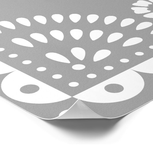 Prachtige Gray Papel Picado Weddenschap Welkomstbo Poster (Hoek)